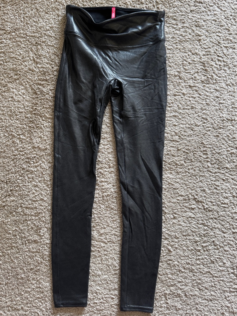 SPANX Faux Leather Leggings - Black Python Snake Print (Size Small S/P)